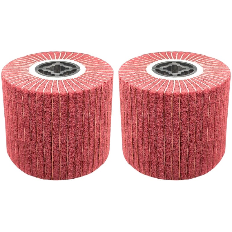 JONAS C 2 Pcs 320 Grit Burnishing Polishing Wheel Drum, 4.7" x 4" Abrasive Drawing Wheel Drum, Flap Sanding Drum, Surface Conditioning Tool Drum for Metal, Wood, Plastic - Image 2